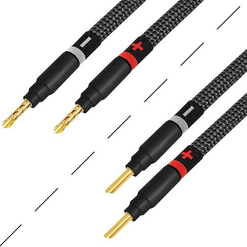 أفضل الكابلات في العالم بطول 6 أقدام - 7 AWG - OFC فائق النقاء - زوج كابل مكبر صوت HiFi فائق الجودة مع سدادات الموز الذهبية Eminence وسترة تويد كربونية in Saudi Arabia
