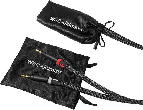 أفضل الكابلات في العالم بطول 6 أقدام - 7 AWG - OFC فائق النقاء - زوج كابل مكبر صوت HiFi فائق الجودة مع سدادات الموز الذهبية Eminence وسترة تويد كربونية in Saudi Arabia
