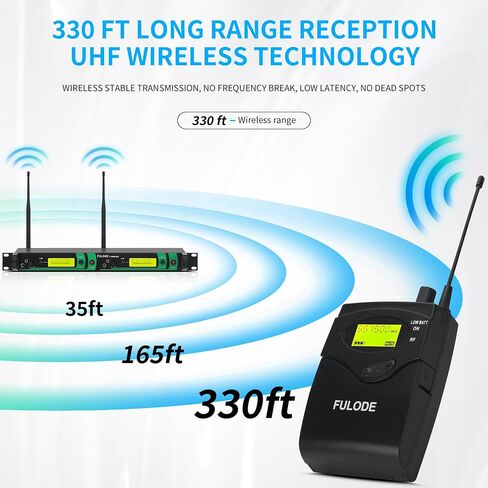 IEM UHF Wireless in Ear Monitor System 2 Channel 8 Bodypacks Monitoring with in Earphone, 2x40 UHF Frequencies, for Stage, Studio and Church, 330Ft Range (8 Bodypack) in Saudi Arabia