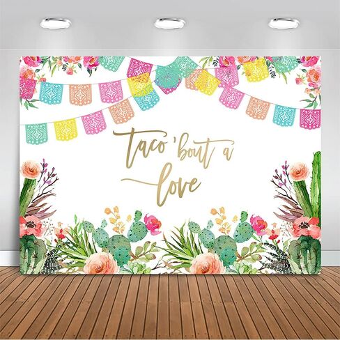 Mocsicka Taco Bout Love Backdrop Mexican Fiesta Theme Bridal Shower Party Decoration Bachelorette Wedding Engagement Photo Background (7x5ft (82x60 inch)) in Saudi Arabia