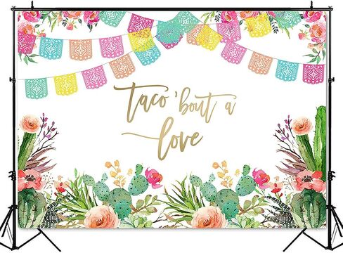 Mocsicka Taco Bout Love Backdrop Mexican Fiesta Theme Bridal Shower Party Decoration Bachelorette Wedding Engagement Photo Background (7x5ft (82x60 inch)) in Saudi Arabia