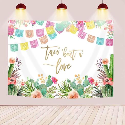 Mocsicka Taco Bout Love Backdrop Mexican Fiesta Theme Bridal Shower Party Decoration Bachelorette Wedding Engagement Photo Background (7x5ft (82x60 inch)) in Saudi Arabia