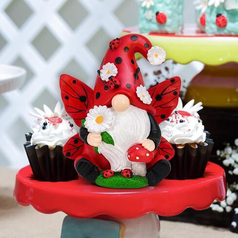ديكور KnomeKo Lavender Gnomes، ديكورات حديقة Gnome من الراتنج الربيعي للمنزل في الداخل/الخارج، ديكورات الباستيل الأرجواني الربيعي الخزامى المزرعة فراشة Gnome in Kuwait