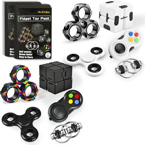 Fidget Toys Adults Set, Easter Basket Stuffers Gift for Kids Teen Cool Gadget Sensory Pack with Figette Spinner Cube ADHD Anxiety Relief Stress Magnetic Ring Office Desk Manget Toy for Boys in Kuwait
