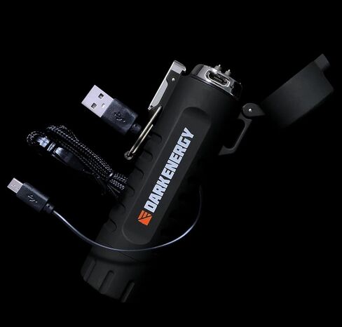 Dark Energy Plasma Lighter with Mini Flashlight | Rechargeable Dual-Arc Plasma Beam, 120 Lumen Flashlight and Strobe | Rugged, Tactical Design for Camping, Hiking, Outdoor, Home and Emergency in Kuwait