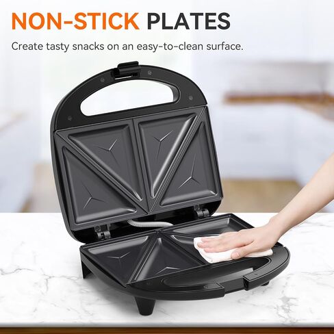 ABS07 Sandwich Maker, 2 Slice Grilled Cheese Maker with Non-stick Flat Plates, Indicator Lights, Cool Touch Handle, Easy to Clean and Store, 750 W in Saudi Arabia
