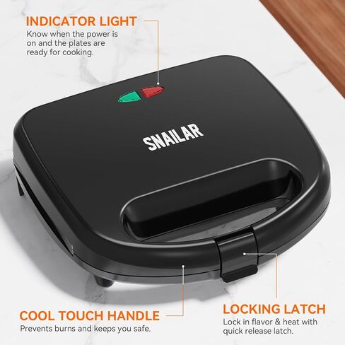 ABS07 Sandwich Maker, 2 Slice Grilled Cheese Maker with Non-stick Flat Plates, Indicator Lights, Cool Touch Handle, Easy to Clean and Store, 750 W in Saudi Arabia