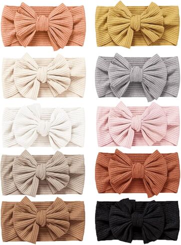 Niceye Baby Bows and Headbands، أقواس شعر قابلة للتمدد لحديثي الولادة الرضع الفتيات والفتيان إكسسوارات شعر الأطفال الناعمة المصنوعة يدويًا - 8 عبوات in Kuwait
