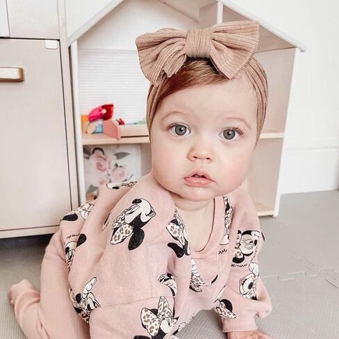 Niceye Baby Bows and Headbands، أقواس شعر قابلة للتمدد لحديثي الولادة الرضع الفتيات والفتيان إكسسوارات شعر الأطفال الناعمة المصنوعة يدويًا - 8 عبوات in Kuwait