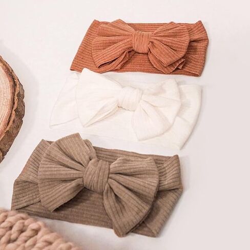 Niceye Baby Bows and Headbands، أقواس شعر قابلة للتمدد لحديثي الولادة الرضع الفتيات والفتيان إكسسوارات شعر الأطفال الناعمة المصنوعة يدويًا - 8 عبوات in Kuwait