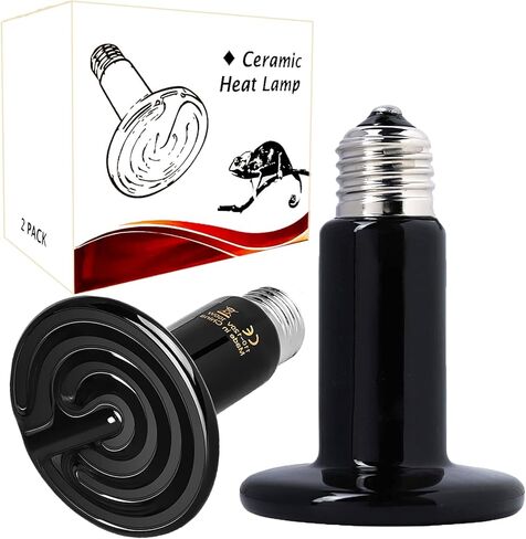 Woyrise 50W Ceramic Heat Emitter, Reptile Heat Lamp Bulbs, No Light Emitting Brooder Coop Heater for Amphibian Pet & Incubating Chicken, Black (2-Pack) in Kuwait