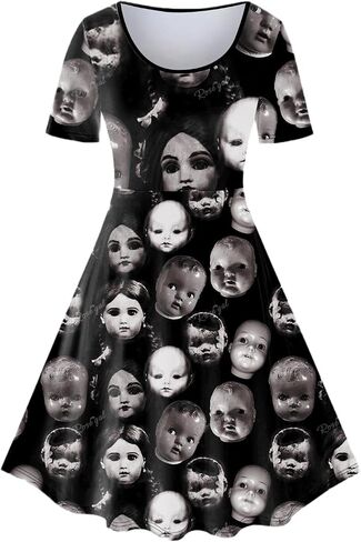 Women's Plus Size Gothic Style Vintage Graphic Dress in Saudi Arabia