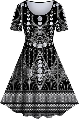 Women's Plus Size Gothic Style Vintage Graphic Dress in Saudi Arabia