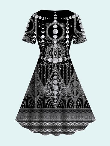 Women's Plus Size Gothic Style Vintage Graphic Dress in Saudi Arabia
