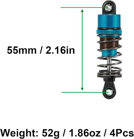 AMK RC Shocks 4pcs Oil Leakproof 1/10 RC Shocks 52mm-120mm for 1/10 RC Buggy Truggy On Road Touring Drift Cars Monster Trucks Upgrade Parts (1/10 RC Shocks 100mm Bule) in Kuwait