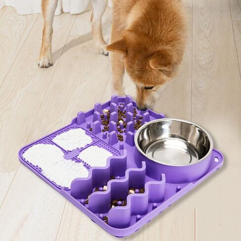 11.8IN Licking Mat for Dog, Slow Feeder Mat with 165 Strong Suction Cups for Peanut Butter,BPA Free Lick Pad for Pet Relieving Anxiety,Boredom,Grooming,Training(Blue,1 Spatula,1 Brush) in Saudi Arabia