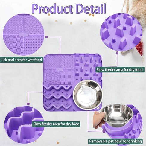 11.8IN Licking Mat for Dog, Slow Feeder Mat with 165 Strong Suction Cups for Peanut Butter,BPA Free Lick Pad for Pet Relieving Anxiety,Boredom,Grooming,Training(Blue,1 Spatula,1 Brush) in Saudi Arabia
