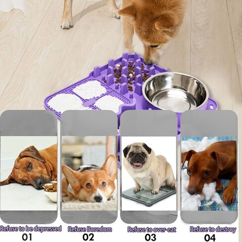 11.8IN Licking Mat for Dog, Slow Feeder Mat with 165 Strong Suction Cups for Peanut Butter,BPA Free Lick Pad for Pet Relieving Anxiety,Boredom,Grooming,Training(Blue,1 Spatula,1 Brush) in Saudi Arabia
