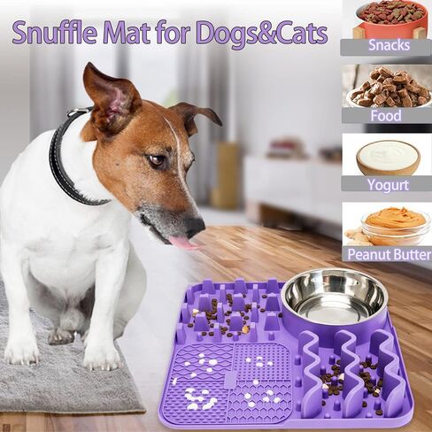 11.8IN Licking Mat for Dog, Slow Feeder Mat with 165 Strong Suction Cups for Peanut Butter,BPA Free Lick Pad for Pet Relieving Anxiety,Boredom,Grooming,Training(Blue,1 Spatula,1 Brush) in Saudi Arabia