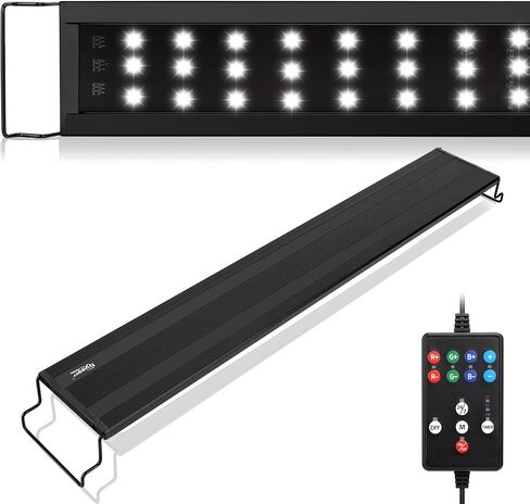 hygger LED Aquarium Light، 42W Full Spectrum Fish Tank Light مع مؤقت متعدد الألوان وضع DIY 24/7 الوضع الطبيعي سطوع قابل للتعديل، ضوء نبات حوض السمك مع أقواس قابلة للتمديد لخزان 46 ~ 52IN in Kuwait