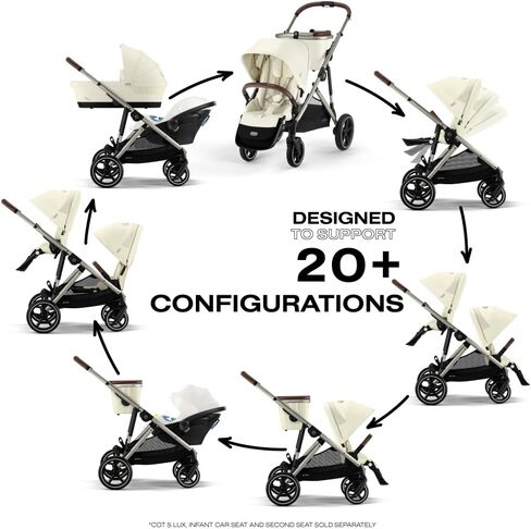 Cybex Gazelle S All-in-One Toddler and Baby Stroller with Over 20 Modular Configurations, Ergonomic Near-Flat Recline, Shopper Basket, and Compact Fold, Moon Black, Black Frame in Saudi Arabia