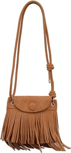 Tekzitfuir Women Fringe Hippie Crossbody Bag Faux Suede Shoulder Bag Hobo Tassel Messenger Bag Boho Purse in Kuwait