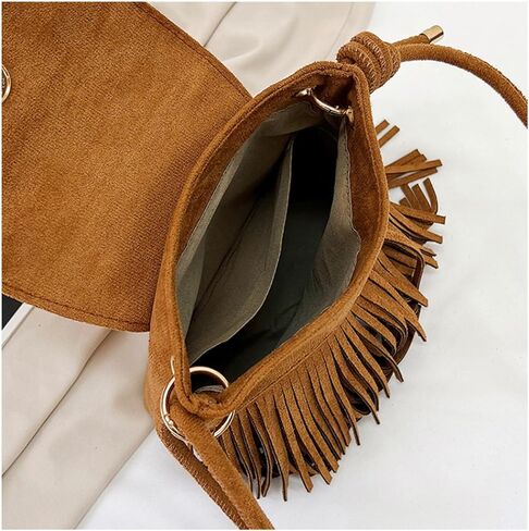 Tekzitfuir Women Fringe Hippie Crossbody Bag Faux Suede Shoulder Bag Hobo Tassel Messenger Bag Boho Purse in Kuwait
