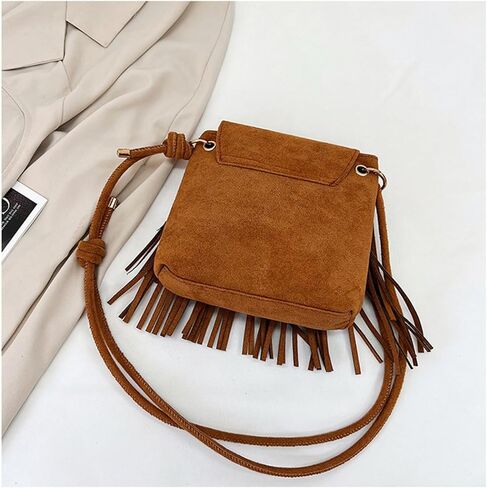 Tekzitfuir Women Fringe Hippie Crossbody Bag Faux Suede Shoulder Bag Hobo Tassel Messenger Bag Boho Purse in Kuwait