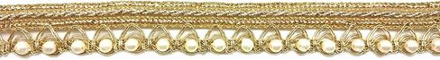 Goelx Moti Lace 9 Mtr / 9.8 Yards Border for Dresses, Sarees, Suits, Blouses, Dupattas, Bags, Art & Craft - Gold in Saudi Arabia
