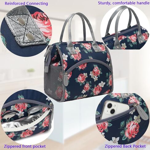 FlowFly Insulated Lunch Bag Wide-Open Lunch Box Large Tote Leakproof Cooler with Drink Holder and Multi Pockets for Women Men Adult Kids Work Picnic Travel Beach Hiking, Leopard in Kuwait