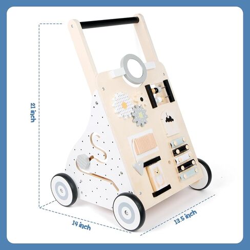 Asweets Wooden Baby Walker Push and Pull Learning Activity Walker Kids’ Activity Toy Multiple Activities Center Develops Motor Skills & Stimulates Creativity(Color) in Kuwait