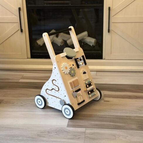 Asweets Wooden Baby Walker Push and Pull Learning Activity Walker Kids’ Activity Toy Multiple Activities Center Develops Motor Skills & Stimulates Creativity(Color) in Kuwait