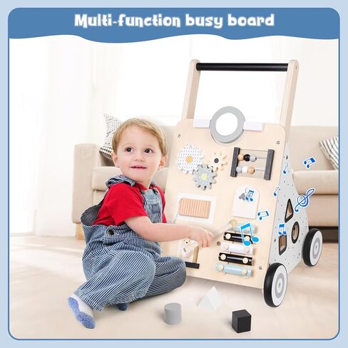 Asweets Wooden Baby Walker Push and Pull Learning Activity Walker Kids’ Activity Toy Multiple Activities Center Develops Motor Skills & Stimulates Creativity(Color) in Kuwait