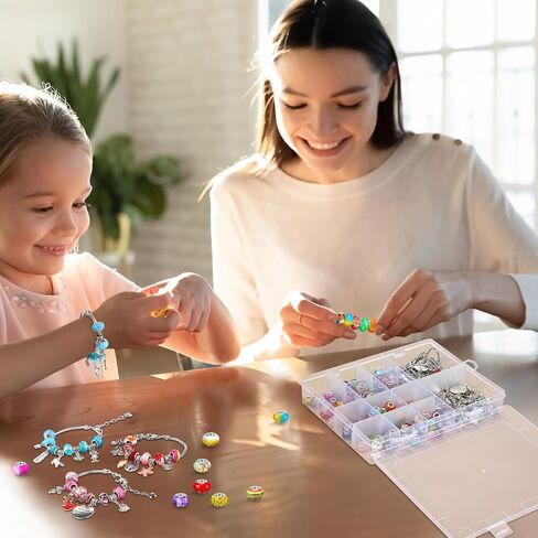 Ferreve 231 Pcs Charm Bracelet Making Kit for Girls Snake Chain European Large Hole Beads Dangle Charm with Plastic Storage Box DIY Jewelry Making Craft Gifts for Teen Girls Women(6.3 Inch) in Saudi Arabia