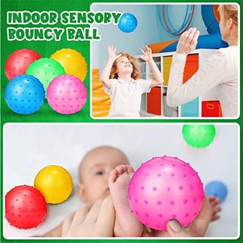 Knobby Balls 4.72 Inch Spiky Bounce Ball Toy Large Bouncy Balls Bulk Inflatable Sensory Balls Soft Massage Stress Plastic Balls for School Party Play Outdoor Indoor Party Favors, 5 Colors in Kuwait