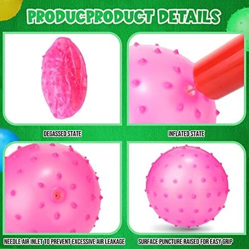 Knobby Balls 4.72 Inch Spiky Bounce Ball Toy Large Bouncy Balls Bulk Inflatable Sensory Balls Soft Massage Stress Plastic Balls for School Party Play Outdoor Indoor Party Favors, 5 Colors in Kuwait
