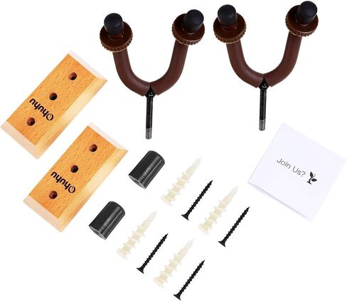 Ohuhu Guitar Wall Mount Hanger, 2-Pack Rotatable Hardwood Guitar Hangers with Screws, Adjustable Stopper Guitar Mount Hook Holder Stand for Acoustic Electric Guitar Banjo Bass Ukulele Mandolin (Wood) in Saudi Arabia