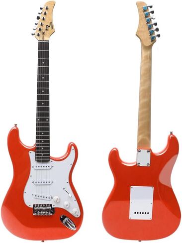 جيتار كهربائي 39 بوصة كامل الحجم مصنوع من الخشب الصلب SSS نمط الالتقاط للمبتدئين مجموعة كاملة مع الملحقات والحقيبة والأشرطة (فضي) in Kuwait