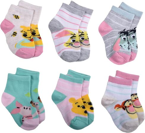 Winnie the Pooh Baby Girls' 6-Pack Quarter Socks in Kuwait