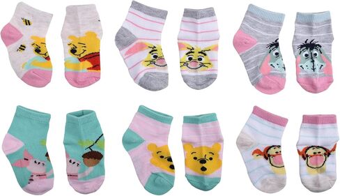 Winnie the Pooh Baby Girls' 6-Pack Quarter Socks in Kuwait