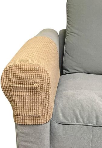 SXNING 2 Pcs Couch Arm Covers Polyester Anti- Slip Armchair Cover Armrest Cover for Chairs Sofa Stretch Armrest Covers Furniture Protector Washable Armchair Slipcovers (Grey with Pocket) in Saudi Arabia