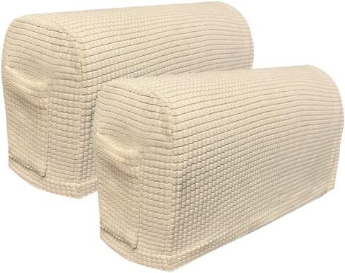 SXNING 2 Pcs Couch Arm Covers Polyester Anti- Slip Armchair Cover Armrest Cover for Chairs Sofa Stretch Armrest Covers Furniture Protector Washable Armchair Slipcovers (Grey with Pocket) in Saudi Arabia
