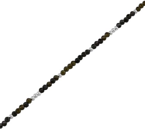 Silvershake 2MM Petite Gemstone Bead 925 Sterling Silver Minimalist 9.5 to 10.5 Inch Adjustable Anklet Jewelry for Women or Teens in Kuwait