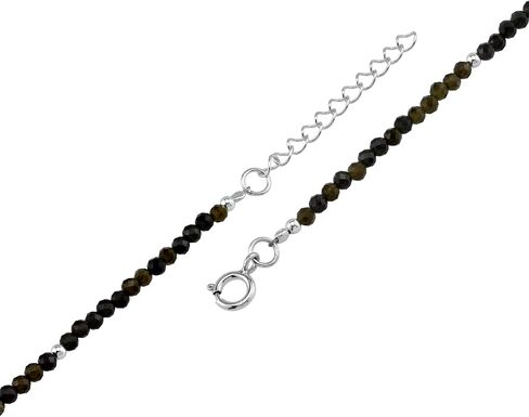 Silvershake 2MM Petite Gemstone Bead 925 Sterling Silver Minimalist 9.5 to 10.5 Inch Adjustable Anklet Jewelry for Women or Teens in Kuwait