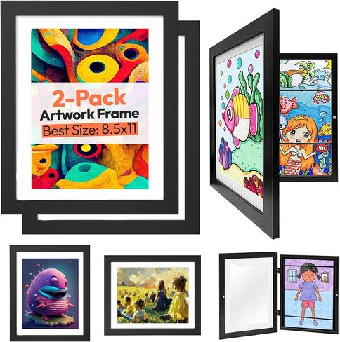 Nest & Nourish Kids Artwork Frame - Changeable Art Storage Decor - Free Coloring Pages - Children Mountable Art Display Schoolwork Crafts in Saudi Arabia