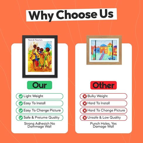 Nest & Nourish Kids Artwork Frame - Changeable Art Storage Decor - Free Coloring Pages - Children Mountable Art Display Schoolwork Crafts in Saudi Arabia