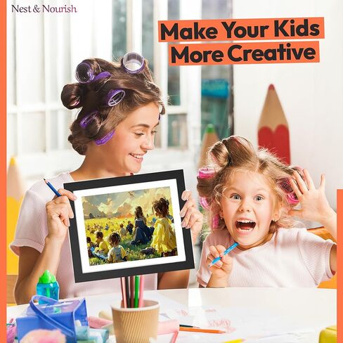 Nest & Nourish Kids Artwork Frame - Changeable Art Storage Decor - Free Coloring Pages - Children Mountable Art Display Schoolwork Crafts in Saudi Arabia