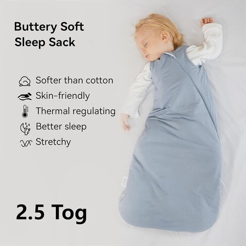 BubblePanda Rayon Made from Bamboo Sleep Sack 0-6 Months 2.5 Tog Soft Warm Quilted Toddler Sleeping Sack 3-6 Months for Infant Newborn Babies 2-Way Zipper Baby Wearable Blanket 0-3 Months in Kuwait