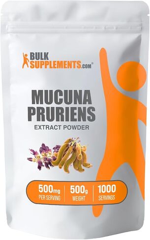 BULKSUPPLEMENTS.COM مستخلص Mucuna Pruriens - المكملات العشبية، مكملات Mucuna Pruriens، مسحوق Mucuna Pruriens - نباتي وخالي من الغلوتين، 500 مجم لكل وجبة، 500 جم (1.1 رطل) in Kuwait