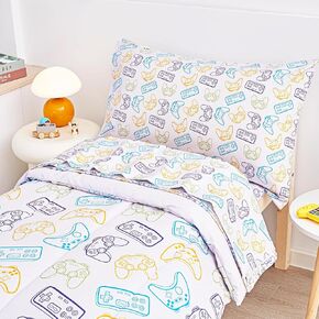 Viviland Butterfly Floral Toddler Comforter Sets, Cute Girls Toddler Bedding Set, Soft Microfiber Purple Toddler Bed Set